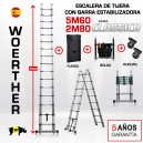 Escalera de tijera telescópica Woerther 5m60 - Triple función - Pack 5