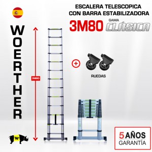 Escalera telescópica Woerther gama clásica 3m 80 - Pack 3