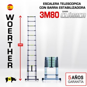 Escalera telescópica Woerther gama clásica 3m 80