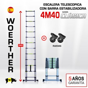 ESCALERA TELESCOPICA 4M40 CON PLATAFORMA + FUNDA