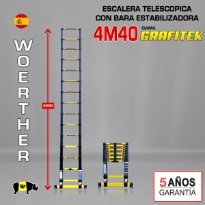 Escalera telescópica Woerther gama GRAFITEK 4m 40