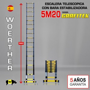 Escalera telescópica Woerther gama GRAFITEK 5m 20