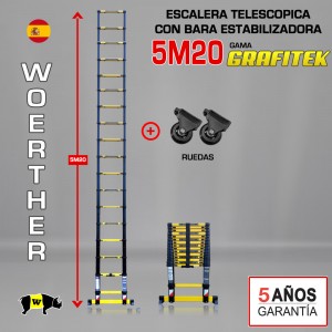 Escalera telescópica Woerther gama GRAFITEK 5m 20 - Pack 3