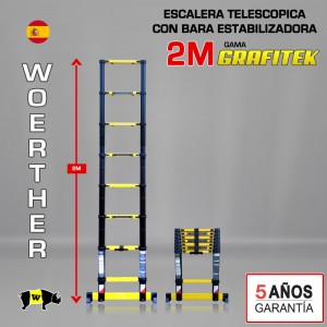 ESCALERA TELESCÓPICA WOERTHER 2M GRAFITEK