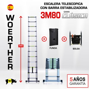 Escalera telescópica Woerther gama clásica 3m 80 - Pack 4