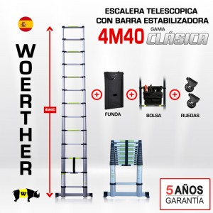 Escalera telescópica Woerther gama clásica 4m 40 - Pack 5