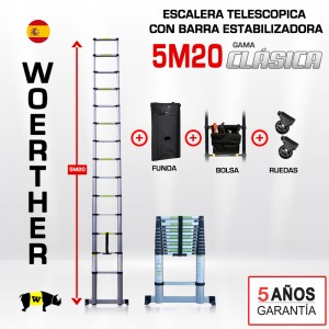Escalera telescópica Woerther gama clásica 5m 20 - Pack 5