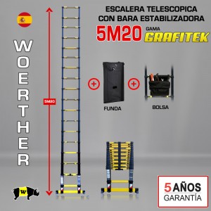 Escalera telescópica Woerther gama GRAFITEK 5m 20 - Pack 4