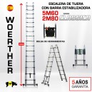 Escalera de tijera telescópica Woerther 5m60 - Triple función - Pack 2