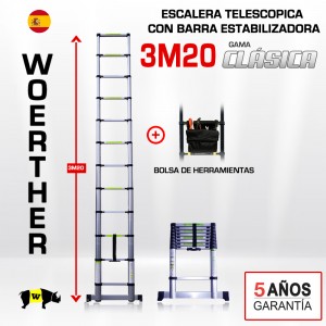 ESCALERA TELESCÓPICA WOERTHER 3M20 CON FUNDA