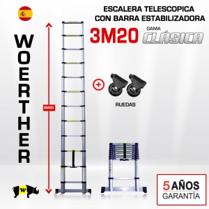 Escalera telescópica Woerther gama clásica 3m 20 - Pack 3
