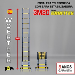 Escalera telescópica Woerther gama GRAFITEK 3m 20