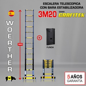 Escalera telescópica Woerther gama GRAFITEK 3m 20 - Pack 1