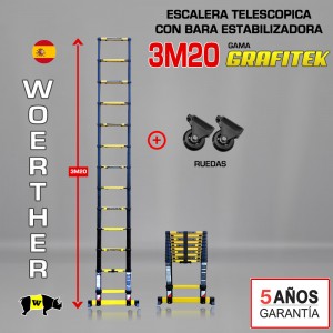Escalera telescópica Woerther gama GRAFITEK 3m 20 - Pack 3