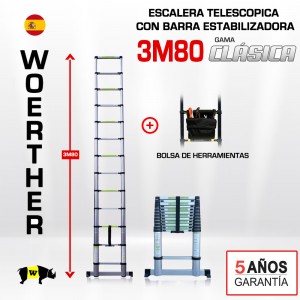ESCALERA TELESCOPICA 3.80m CON FUNDA